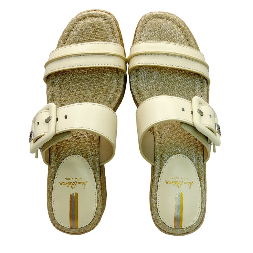 New! Sam Edelman Leather Carson Platform Wedge Sandals Off White Women 7.5 NWOB